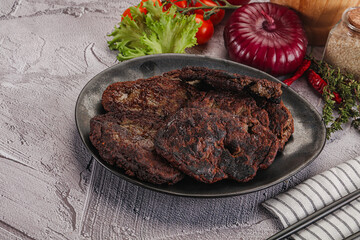Liver pancakes in the bowl