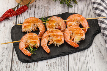 Grilled king prawn skewer snack