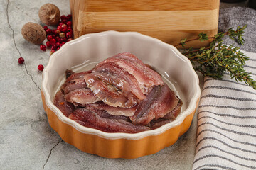 Anchvy canned fish fillet preserve