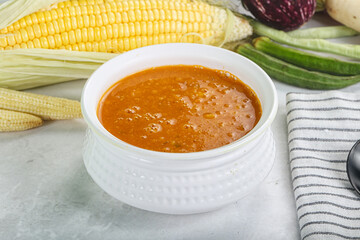 Vegan cuisine - hot tomato soup