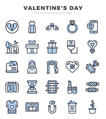 Set of 25 Valentine'S Day Two Color Icons Pack.