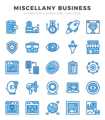 Miscellany Business Icons Pack. Two Color icons set. Two Color icon collection set.