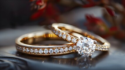Highlights glamour of two gold diamond rings