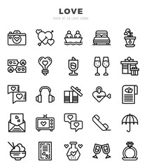 Love Lineal icons collection. 25 icon set. Vector illustration.