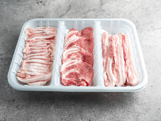 Pork belly and neck, raw meat