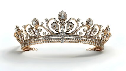 royal luxury jewel golden tiara on white background