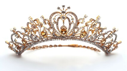 royal luxury jewel golden tiara on white background