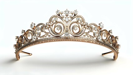royal luxury jewel golden tiara on white background