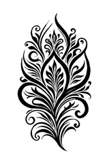 Botanical black and white pattern. For use on tattoos, posters, textiles, T-shirt printing. Generated by Ai