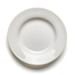 A blank white plate on a white background