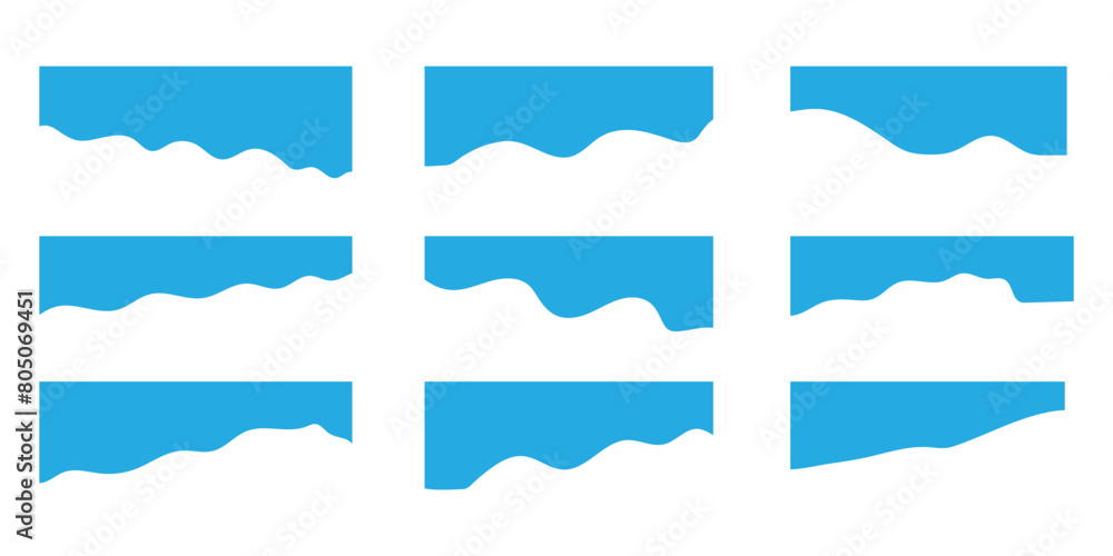 Poster website border and header set with drops, waves, organic and geometric shapes. isolated vector templ