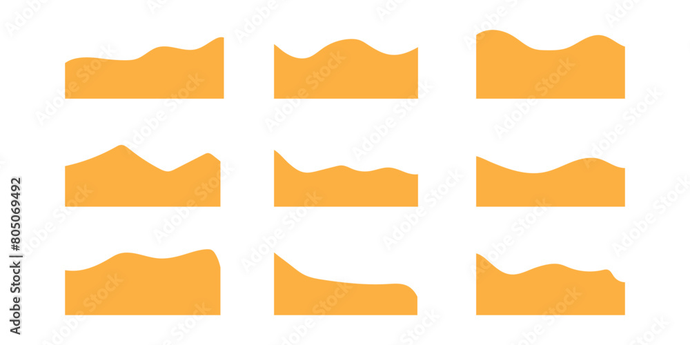 Poster website border and header set with drops, waves, organic and geometric shapes. isolated vector templ