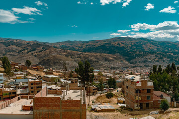 panoramic view over huaraz in the huascarán national park in peru