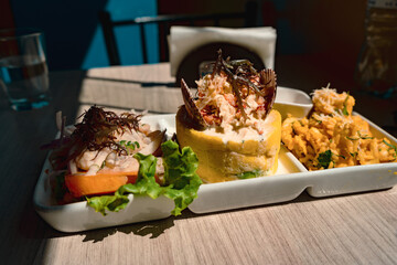 seafood platter in a restaurant in huaraz peru