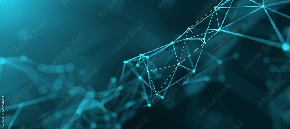 Poster interconnected dots on blue backdrop, representing communication in abstract concept