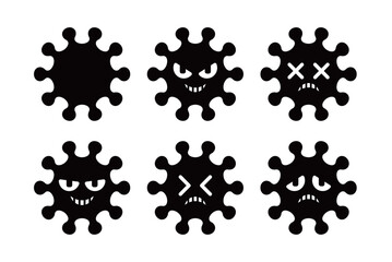 Set Of Simple Virus Vector Illustrations.Isolated On Transparent Background.
