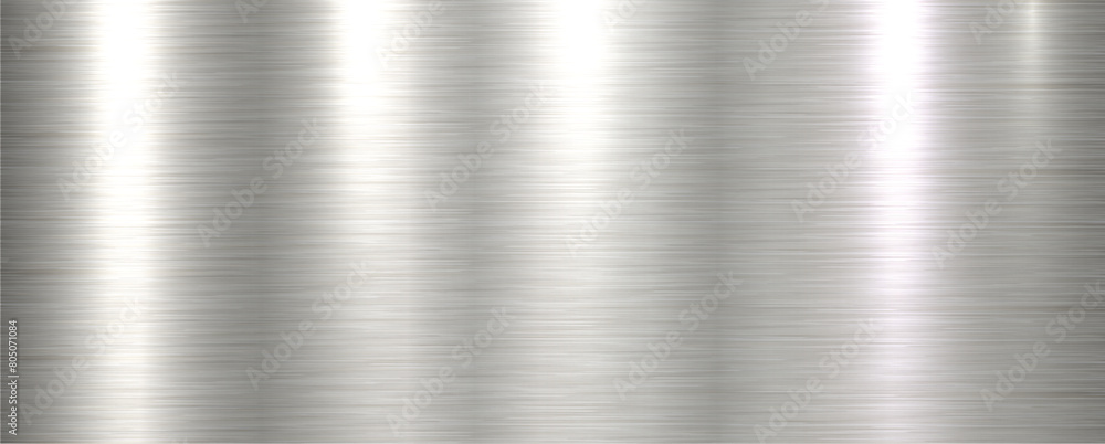 Wall mural silver brushed metal texture background, shiny lustrous metallic 3d background.