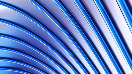 Abstract background, 3d blue metal wavy stripes pattern, interesting striped 3D wallpaper.