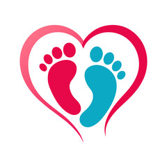 logo in the image of footprints forming a heart