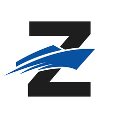 Initial Letter Z Boat Logo For Yacht Sign. Maritime Symbol Vector Template