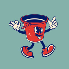 Retro character design from plastic bucket