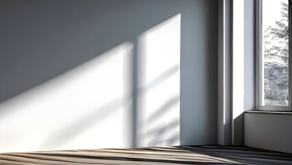 Obraz premium A minimalist interior with light from the window illuminating the interior of the room.