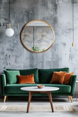Modern Living Room Decor Featuring a Green Sofa