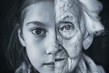 Young Girl and Elderly Woman Juxtaposed in a Portrait of Youth and Age