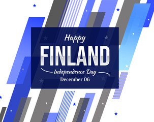 Obraz premium Happy Finland Independence Day, wallpaper design with shapes and typography. December 06 is celebrated as independence in Finland
