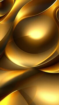 abstract AI background with magic motion of golden waves vertical 4K