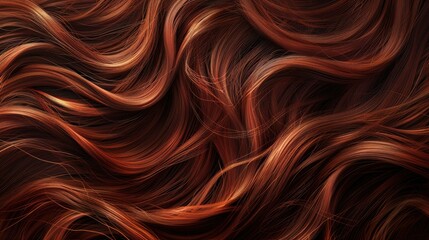 Background with texture of women's hair, close-up of hair, brown-red hair