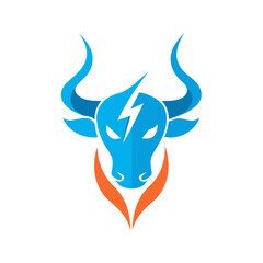 Minimalist logo with head bull and energy
