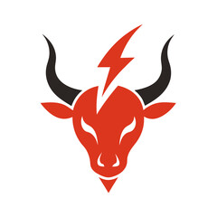 Minimalist logo with head bull and energy