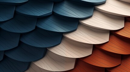 Abstract Pattern of Overlapping Roof Tiles with a Stunning Color Gradient.