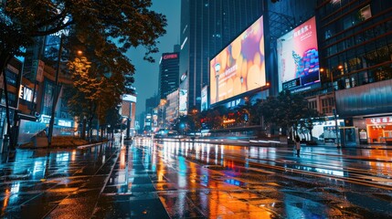 LED Banner screen technology outdoor for advertisement, resistance to water, dust, and heat for street ads, AI generated for ads