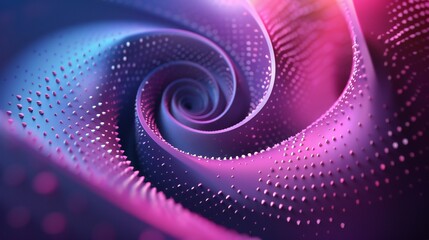 Galactic Twilight: 3D spirals harmonize with soft dots against a dark background, creating a futuristic tranquility.