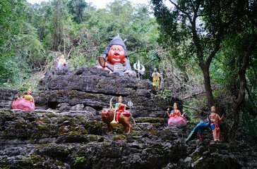 Statues in Wat Tham Ta Pan or Temple of Hell in Phang-nga region, Thailand.