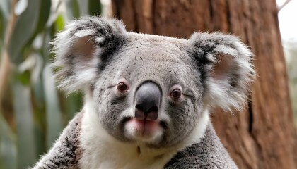 A Koala With Its Eyes Half Closed In Contentment  3