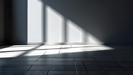 A minimalist interior with light from the window illuminating the interior of the room.