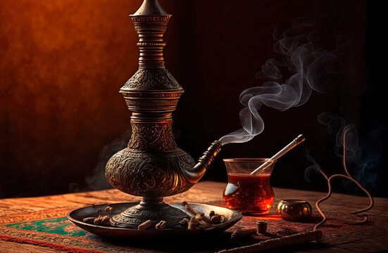 hookah on the table. Generative AI
