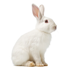 white rabbit isolated on transparent background cutout