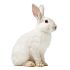 Fototapeta premium white rabbit isolated on transparent background cutout