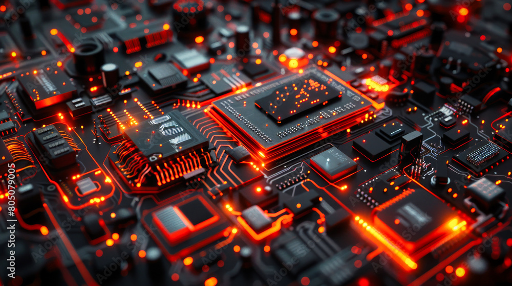 Poster a generic abstract high tech computer hardware closeup