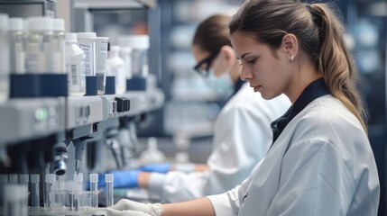 Female Scientists Examining Samples in a Modern Laboratory Setting