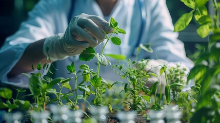 Botanist using synthetic biology to create super plants that can survive in extreme conditions and perform environmental cleanup - obrazy, fototapety, plakaty