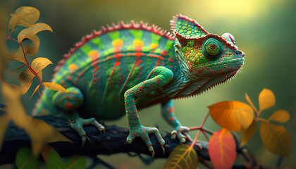 Obraz premium chameleon in nature. Generative AI,