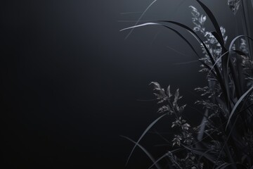 Silhouette of tall grass and delicate flowers against a dark, moody background, capturing the simplicity and elegance of nature in stark contrast and minimalist style.


