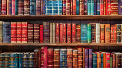 Fototapeta premium Attractive Bookshelves with colorful books illustration background