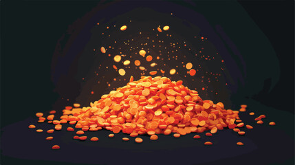 Composition with red lentils on dark background Vector