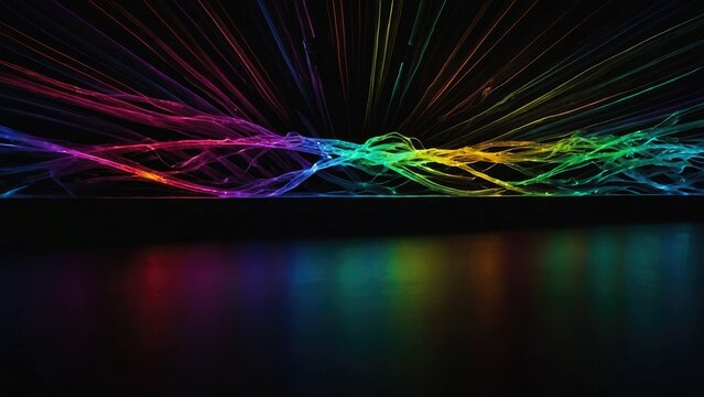 rainbow glowing line with black backround